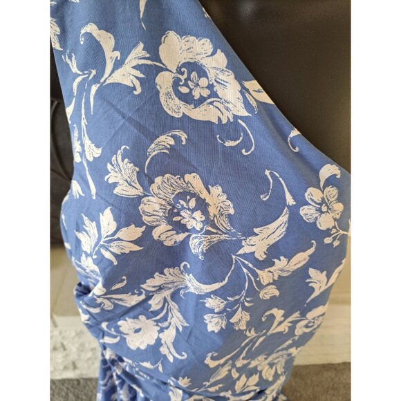 Abercrombie & Fitch Womens One-Shoulder White Blue Floral Maxi Dress Size L NEW - Picture 3 of 13